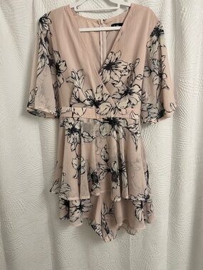 Dotti Blush Floral V-Neck High-Low Romper Dress